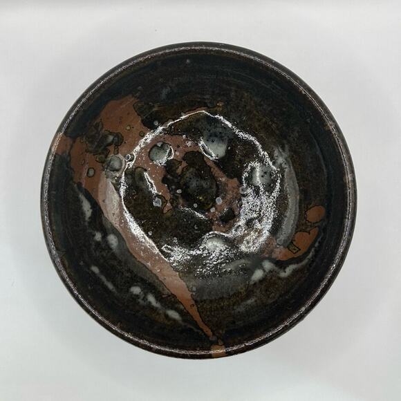 VTG Vintage Signed Brown Ceramic Retro Brown Bowl Spongewear Glazed Pottery - Picture 4 of 15
